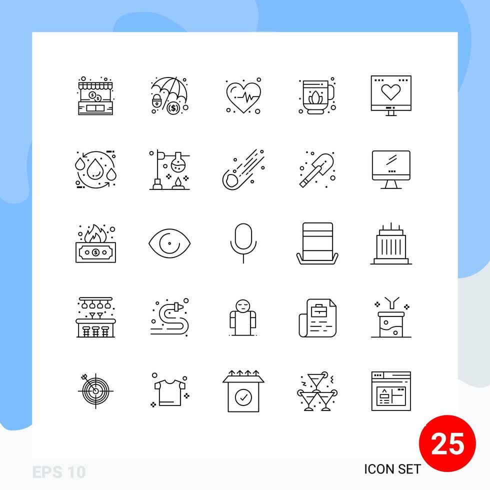 Universal Icon Symbols Group of 25 Modern Lines of money like heart finance lotus Editable Vector Design Elements