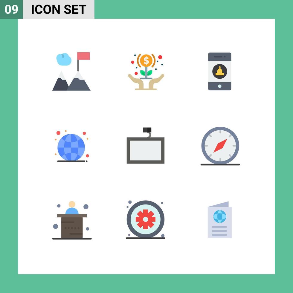 9 Universal Flat Colors Set for Web and Mobile Applications tv live notification internet global Editable Vector Design Elements
