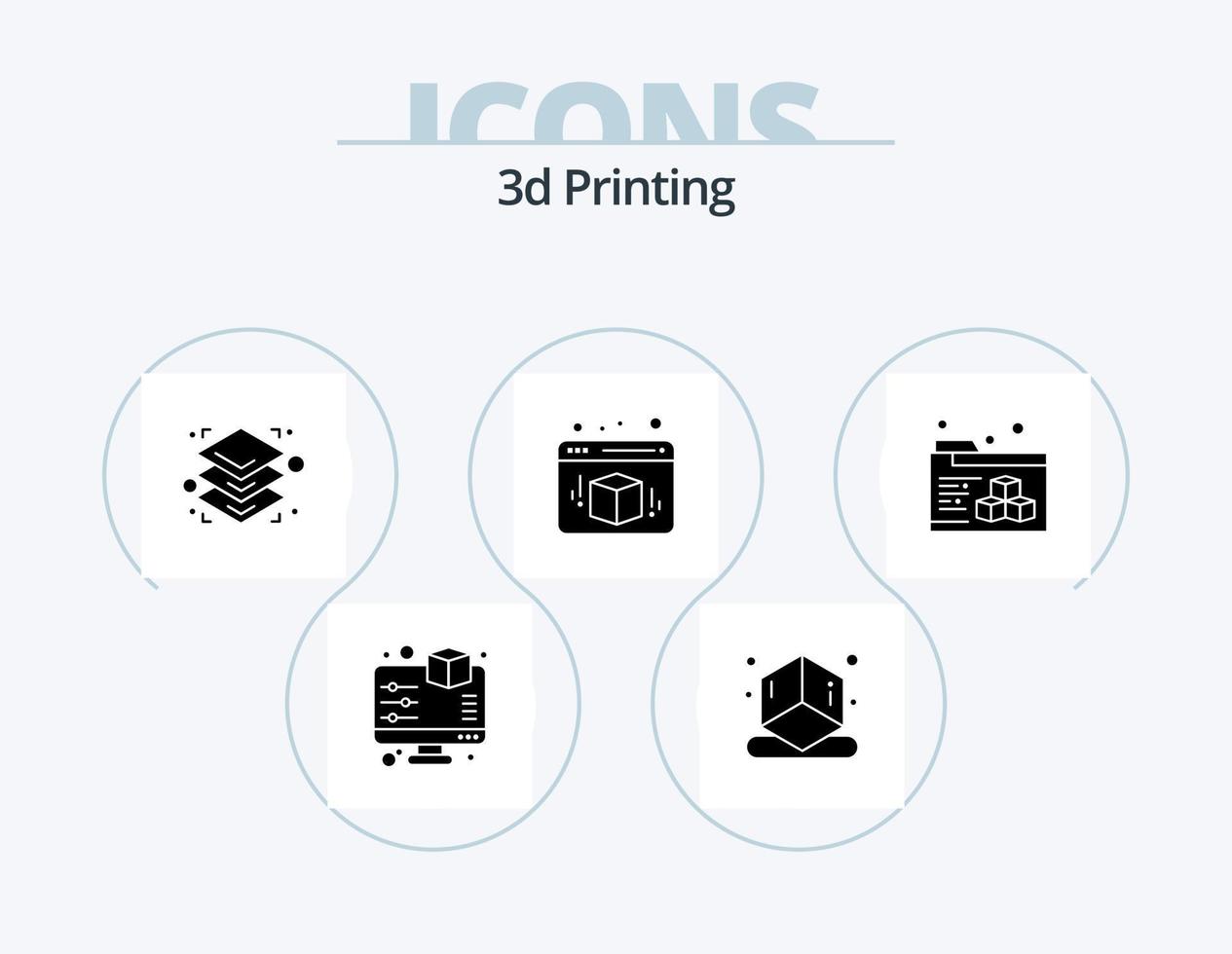 3d Printing Glyph Icon Pack 5 Icon Design. d. cube. shape. box. printing vector