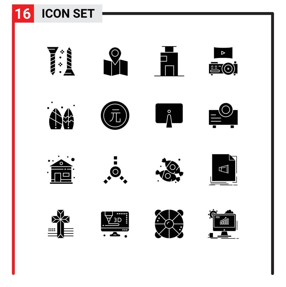 paquete de iconos vectoriales de stock de 16 signos y símbolos de línea para elementos de diseño vectorial editables de cine de teatro de construcción de tableros de verano vector