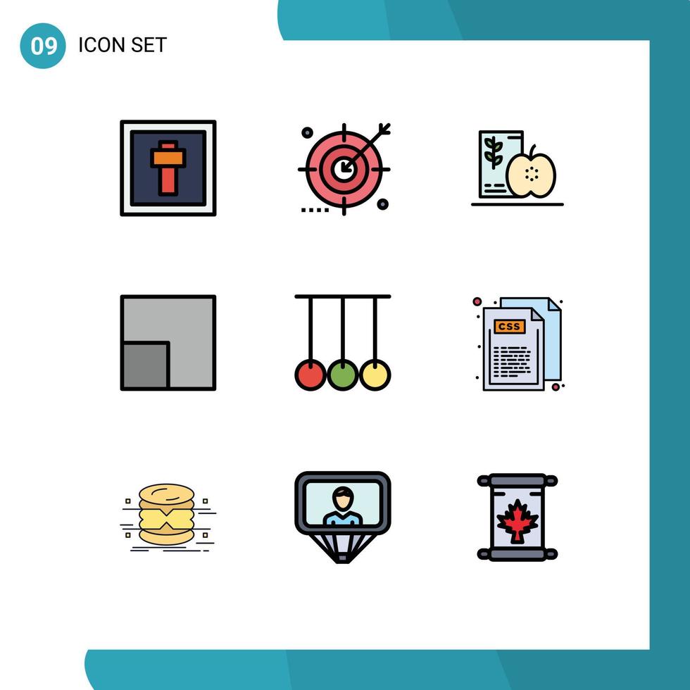 paquete de iconos de vector de stock de 9 signos y símbolos de línea para gimnasia ver escala de búsqueda frutas elementos de diseño de vector editables