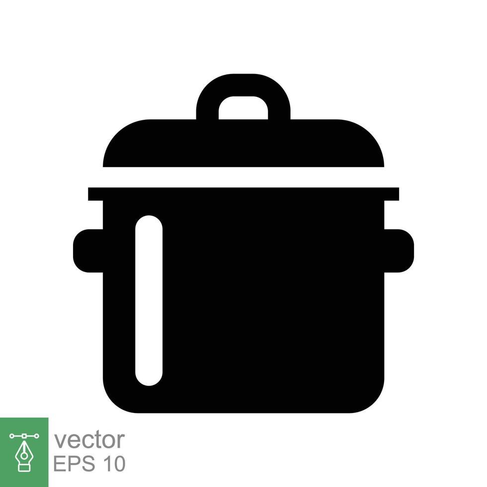 icono de olla a presión. estilo sólido simple. olla a presión instantánea, comida para cocinar, utensilio, concepto de cocina. ilustración de vector de glifo aislado sobre fondo blanco. eps 10.