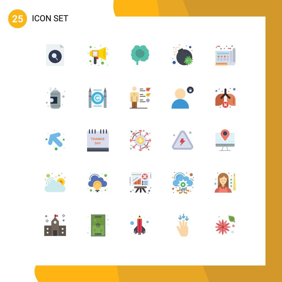 25 Flat Color concept for Websites Mobile and Apps drawing blue brain virus attack Editable Vector Design Elements