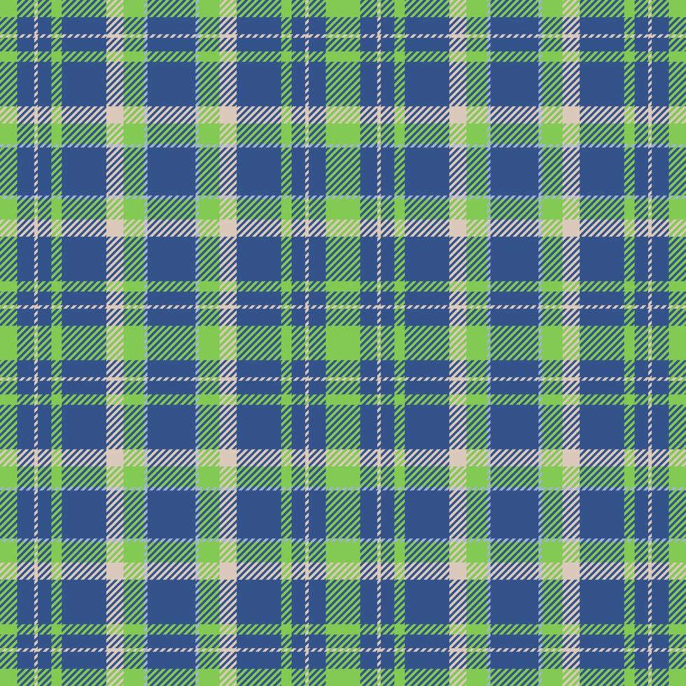 Plaid seamless pattern in green. Check fabric texture. Vector textile print.