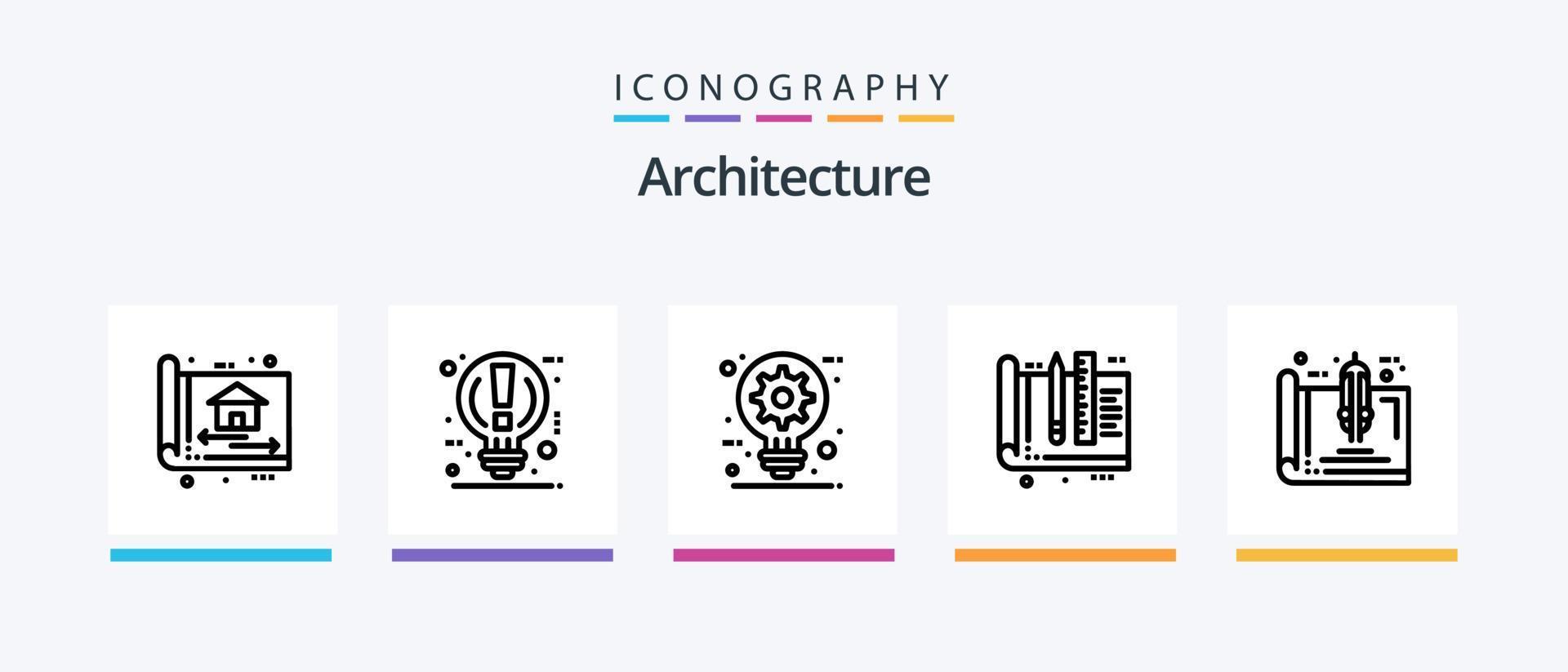 Architecture Line 5 Icon Pack Including idea. wall. building. construction. drawing. Creative Icons Design vector