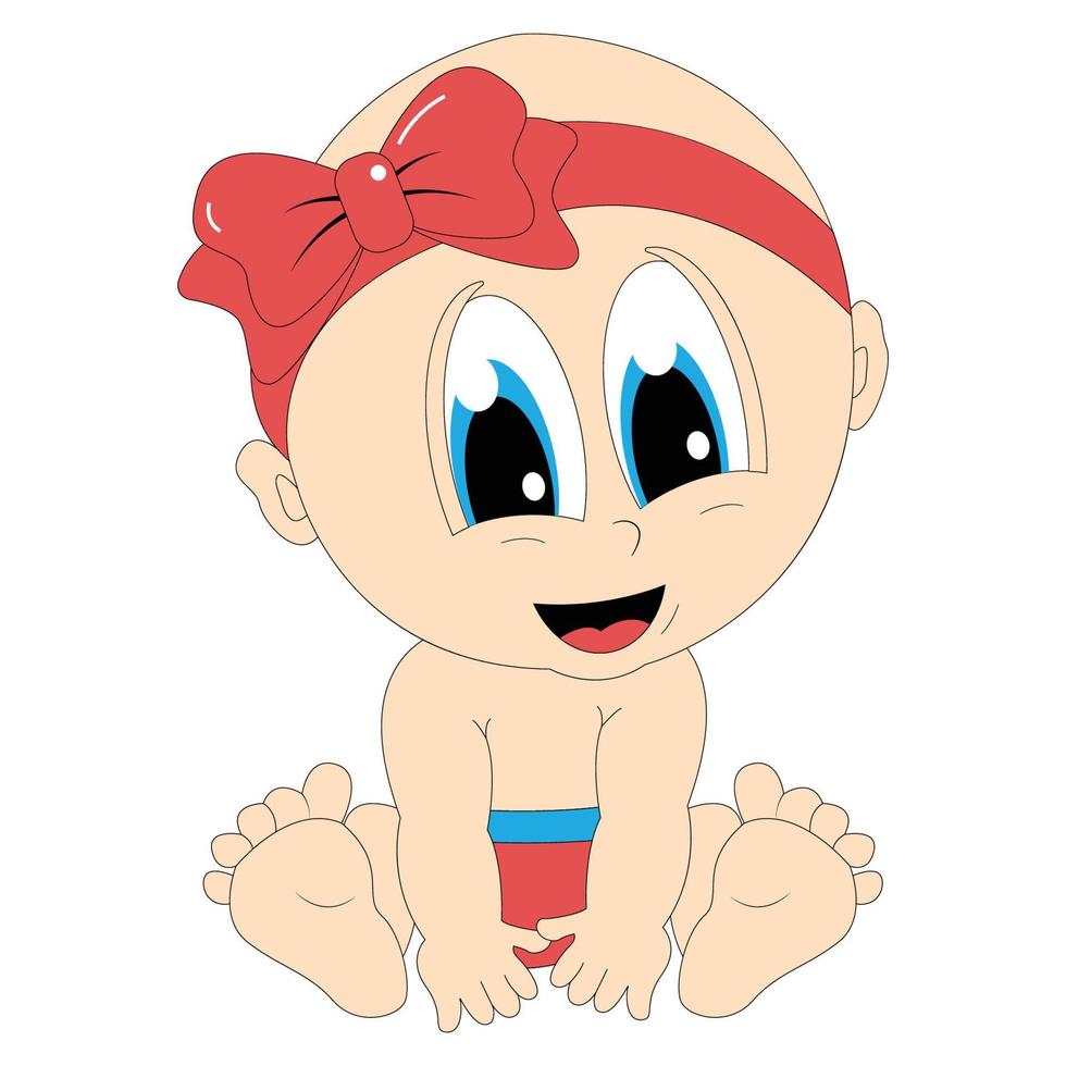 cute baby girl cartoon graphic vector