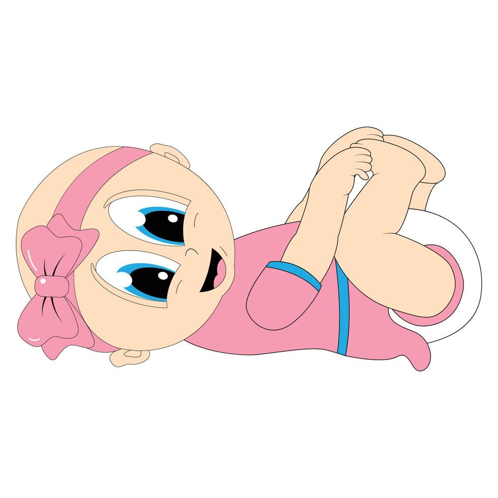 cute baby girl cartoon graphic vector