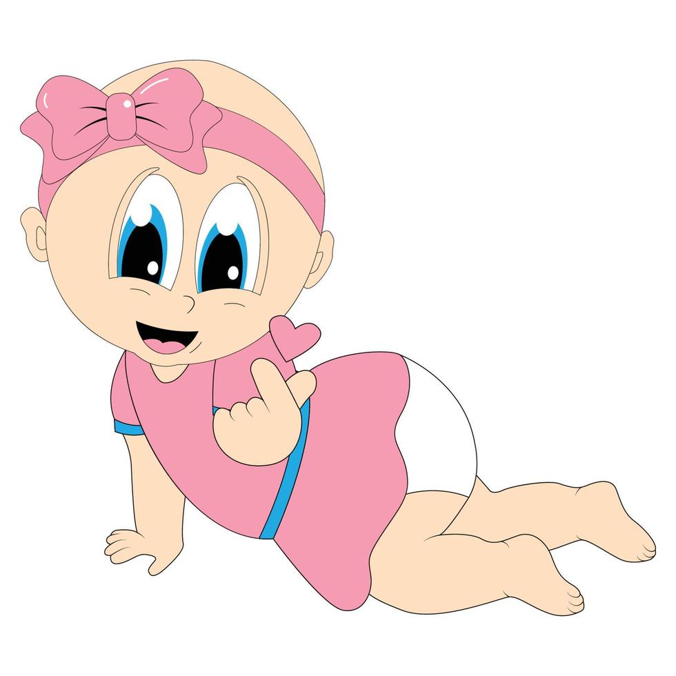 cute baby girl cartoon graphic vector