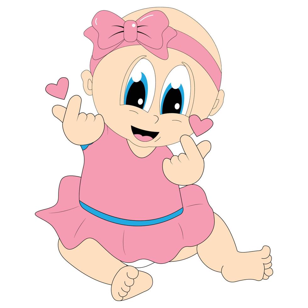 cute baby girl cartoon graphic vector
