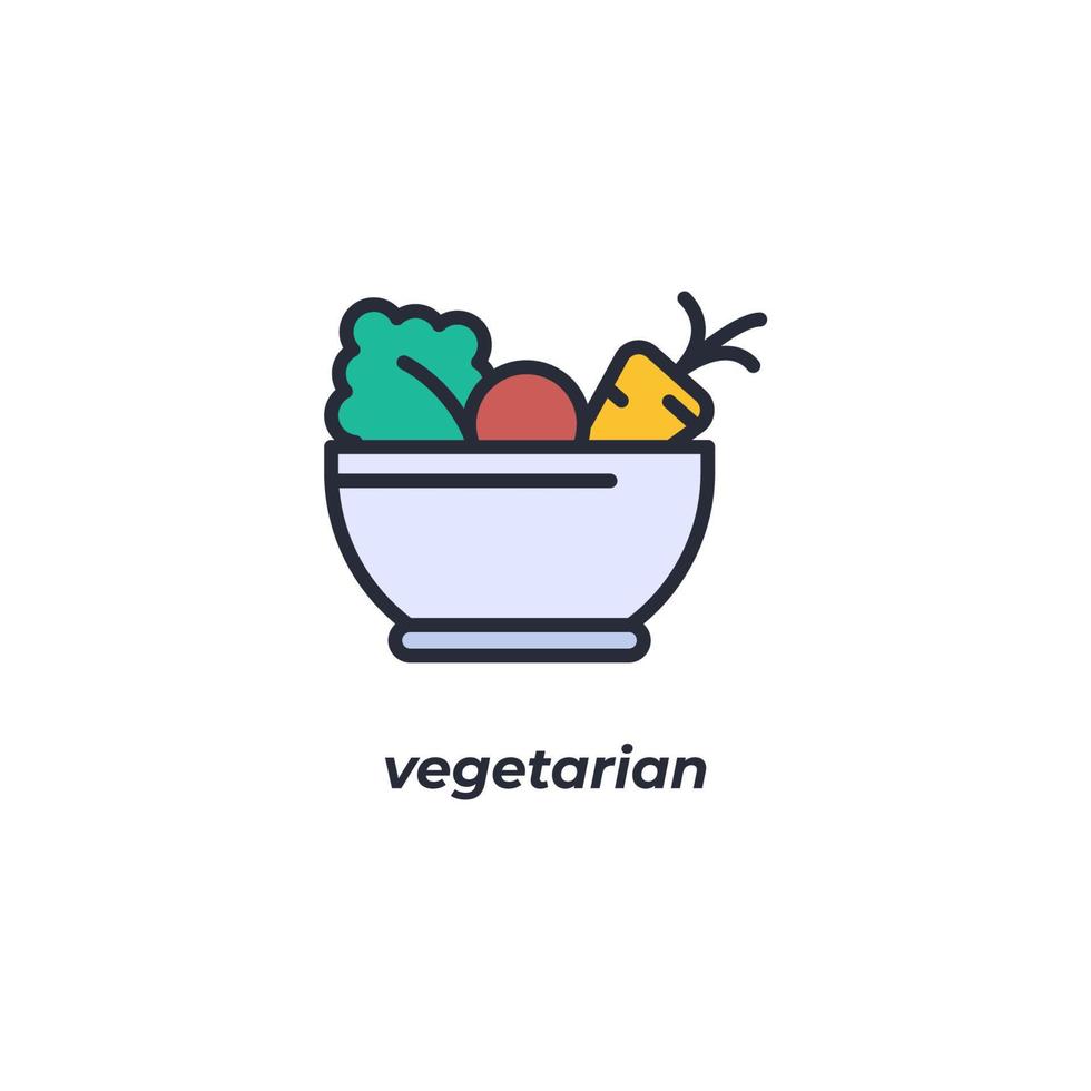 Vector sign vegetarian symbol is isolated on a white background. icon color editable.