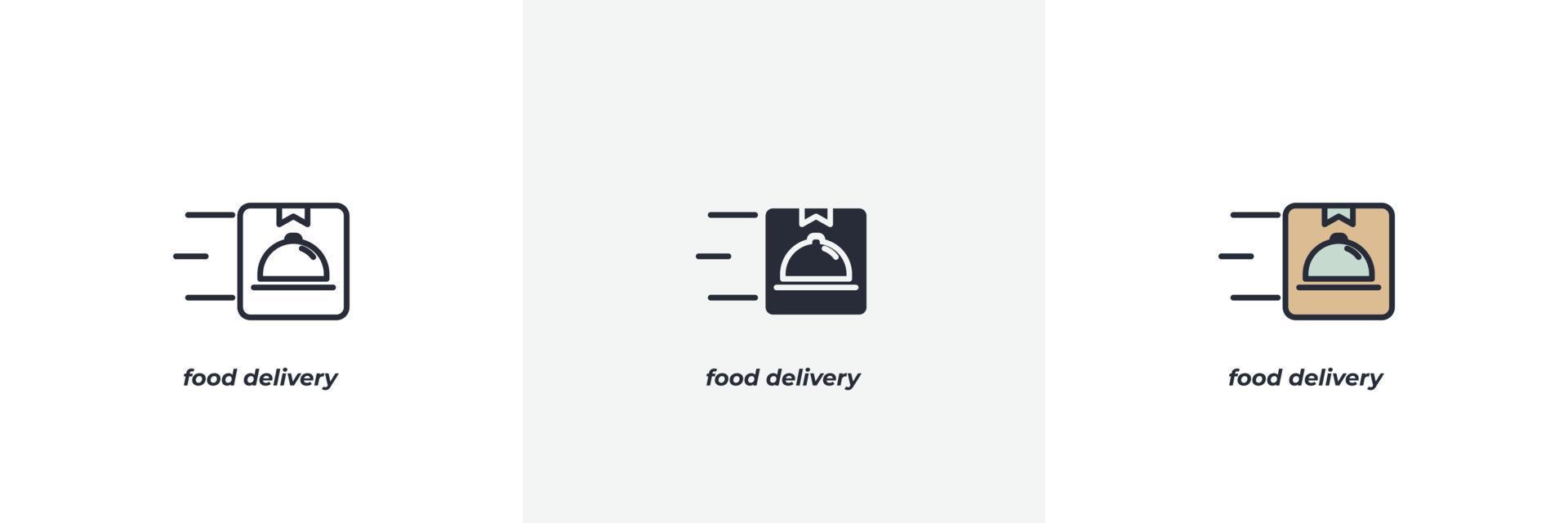food delivery icon. Line, solid and filled outline colorful version, outline and filled vector sign. Idea Symbol, logo illustration. Vector graphics