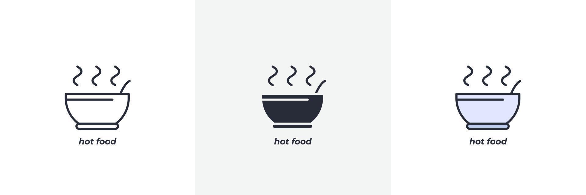 icono de comida caliente. línea, versión en color de contorno sólido y relleno, contorno y signo de vector relleno. símbolo de idea, ilustración de logotipo. gráficos vectoriales