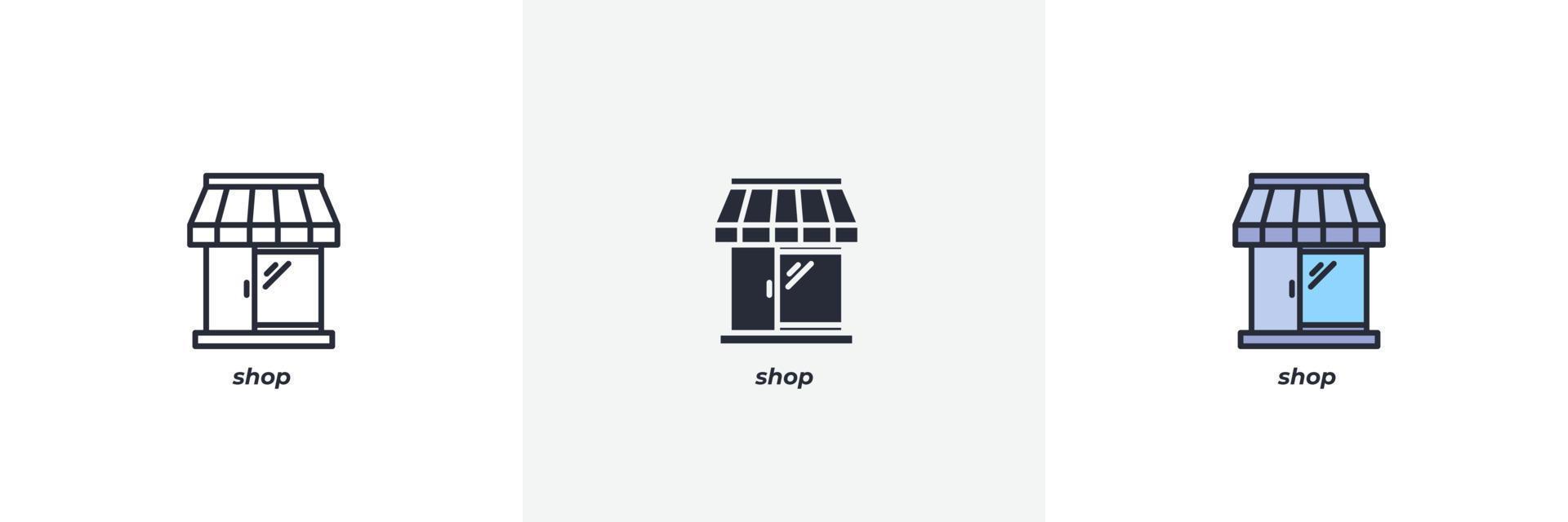 shop icon. Line, solid and filled outline colorful version, outline and filled vector sign. Idea Symbol, logo illustration. Vector graphics