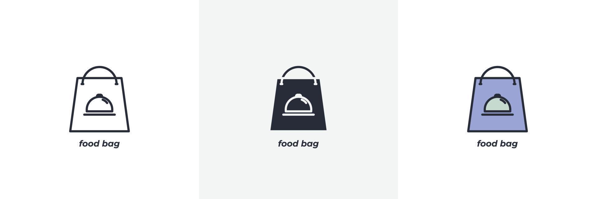 food bag icon. Line, solid and filled outline colorful version, outline and filled vector sign. Idea Symbol, logo illustration. Vector graphics