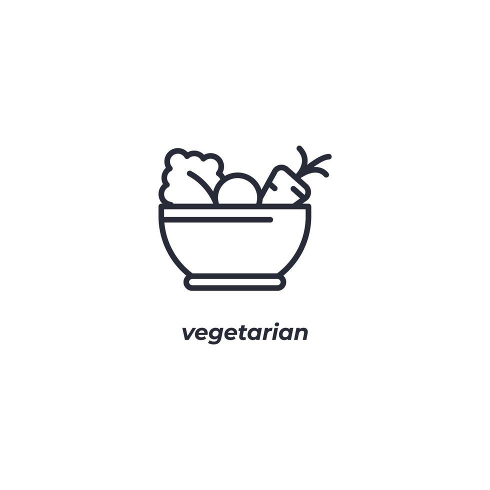 Vector sign vegetarian symbol is isolated on a white background. icon color editable.