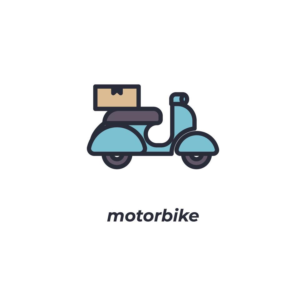 Vector sign motorbike symbol is isolated on a white background. icon color editable.