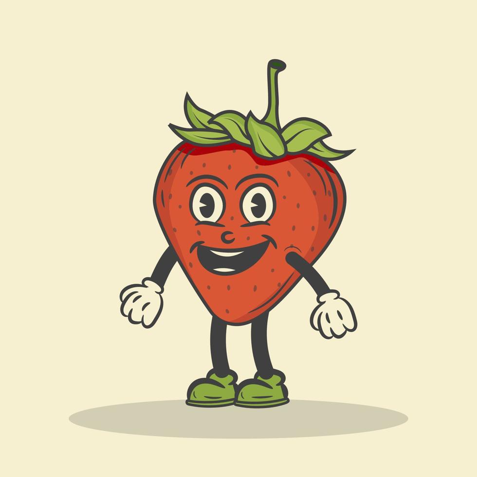 Cute Strawberry Character  Vector Illustration