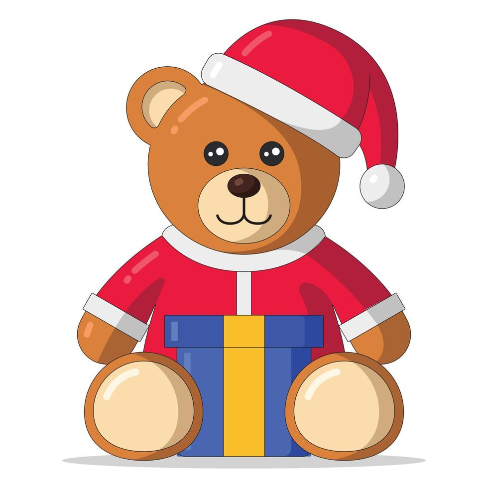 oso de peluche de navidad vector