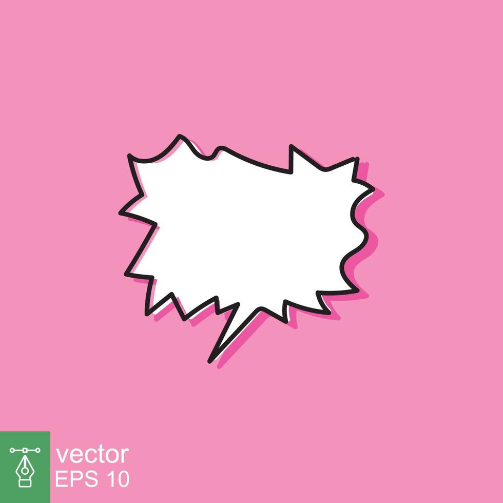 Cloud cartoon speech bubble icon. Simple flat style. Hand drawn, doodle, communication concept. Vector illustration isolated on pink background. EPS 10.