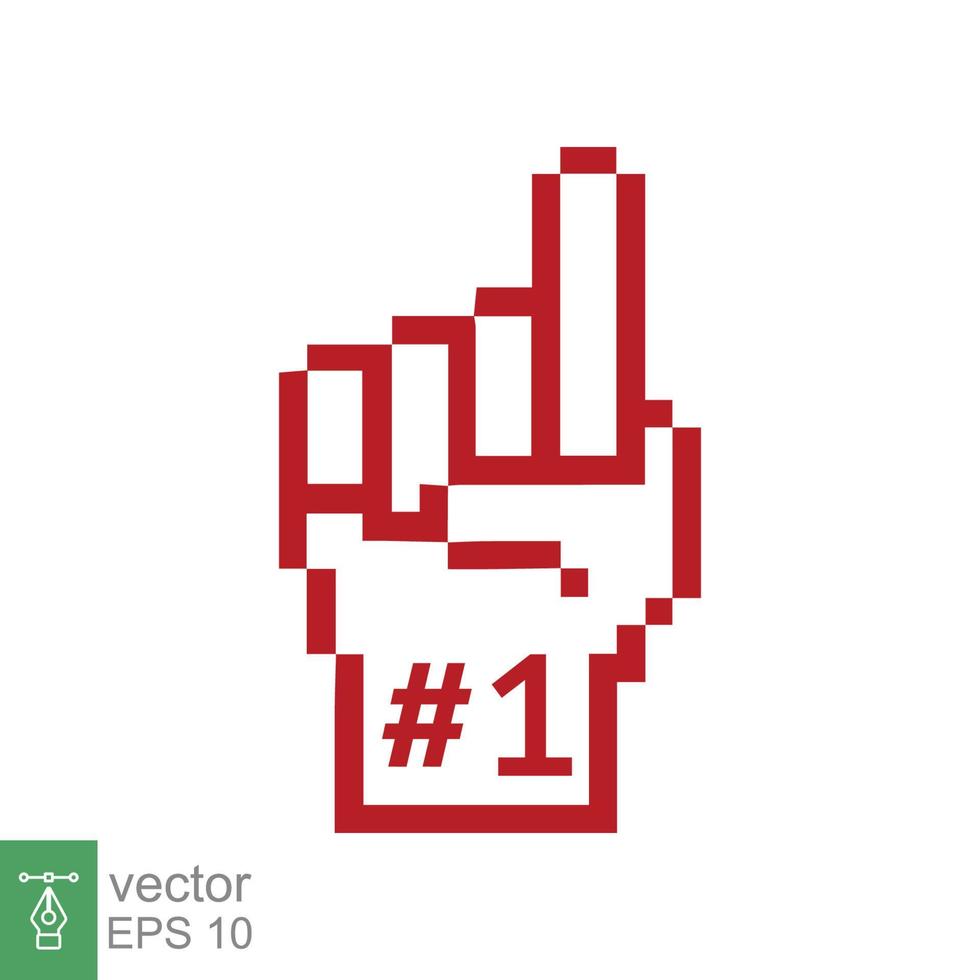 icono de guante de espuma número 1. guante rojo de la mano del ventilador número uno. estilo plano sencillo. logo del ventilador mano con el dedo levantado. ilustración vectorial aislado sobre fondo blanco. eps 10. vector