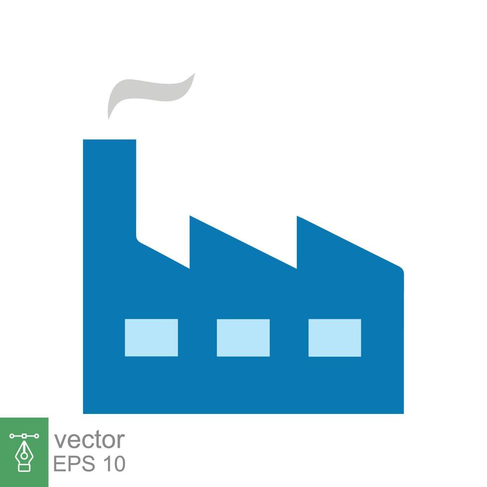 Factory icon. Office building, chemical industry, company construction, business concept. Simple flat style. Vector illustration isolated on white background. EPS 10.