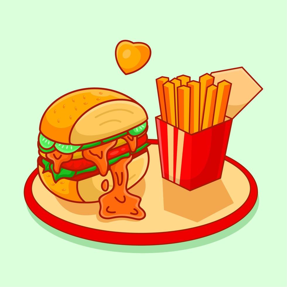 burger and fries menu,suitable for the needs of social media post elements vector