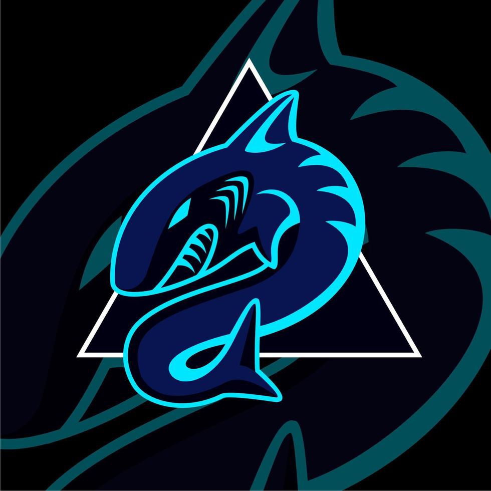 esport logo, shark symbol and triangular background vector