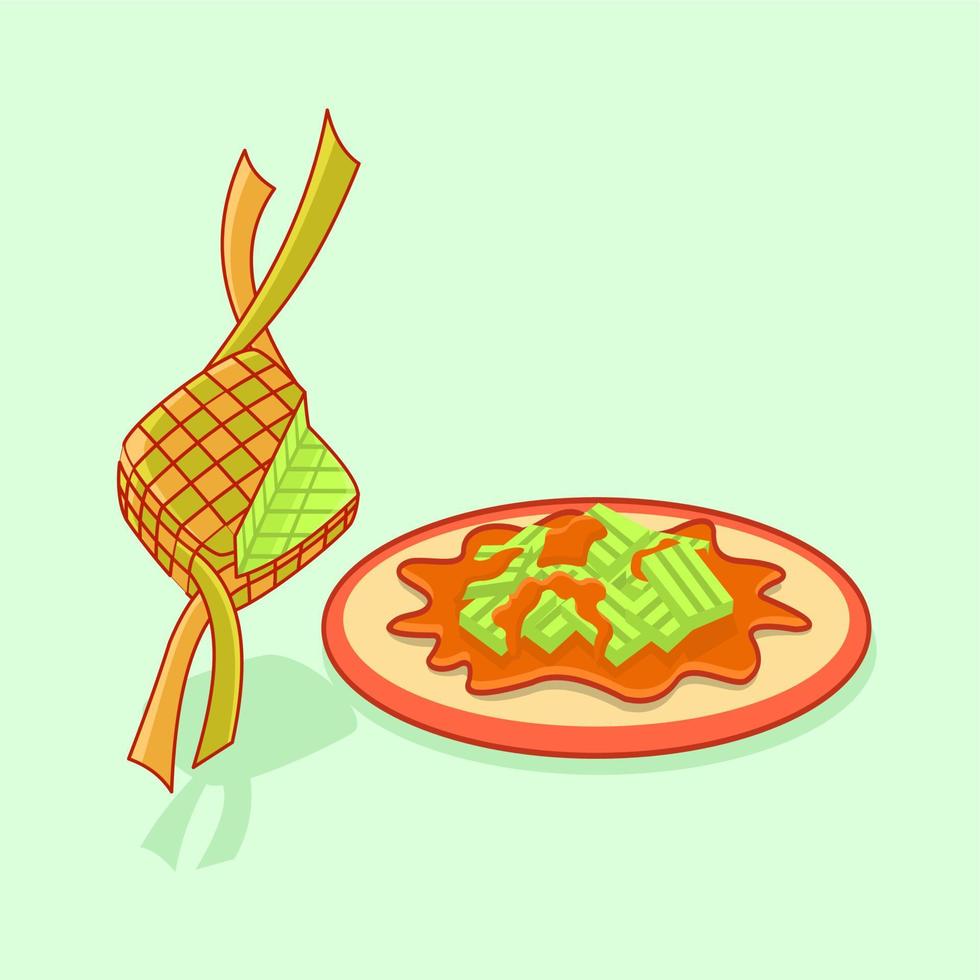 ketupat sayur, menú de comida indonesia vector