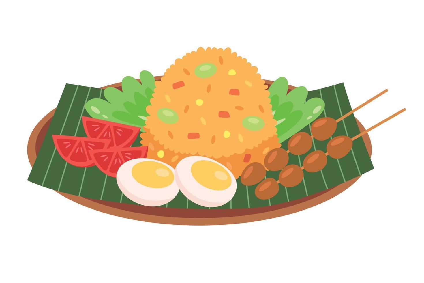 Tasty Indonesian fried rice cartoon vector