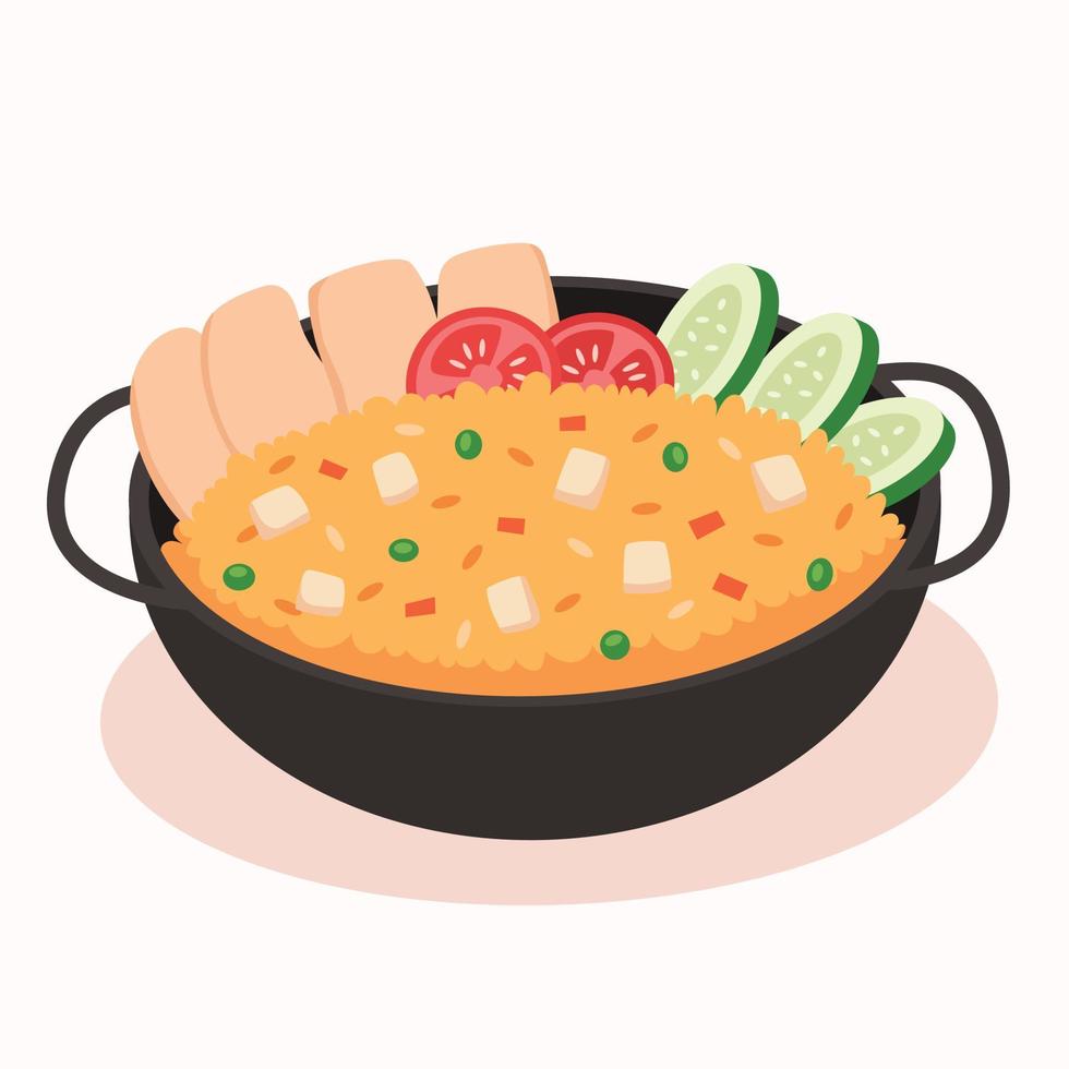 Delicious fried rice cartoon vector