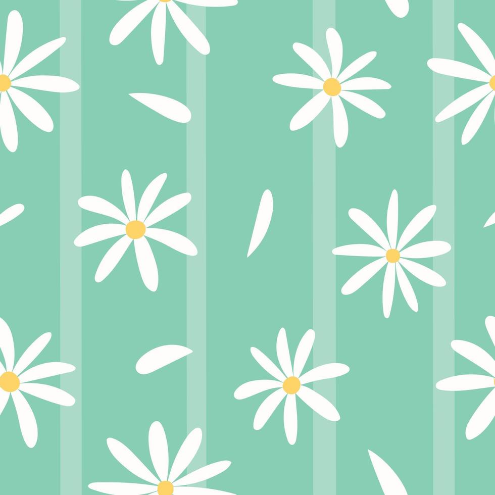 White flower cartoon seamless pattern vector