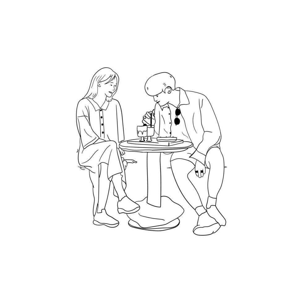 minimalistic illustration of a couple in love, line art couple vector