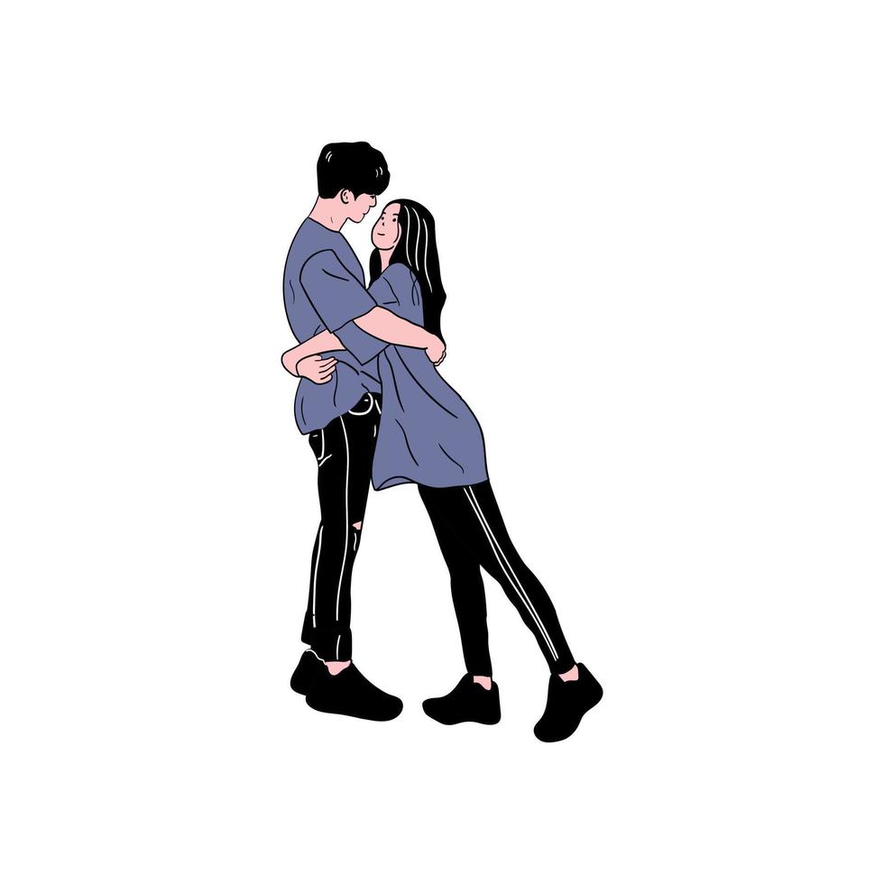 minimalist illustration of a couple of lovers, vector