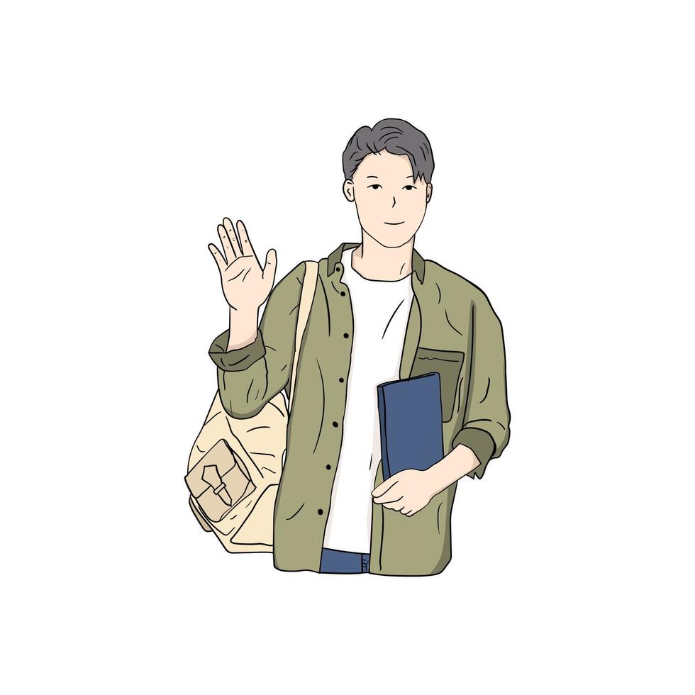 illustration of people waving in greeting vector