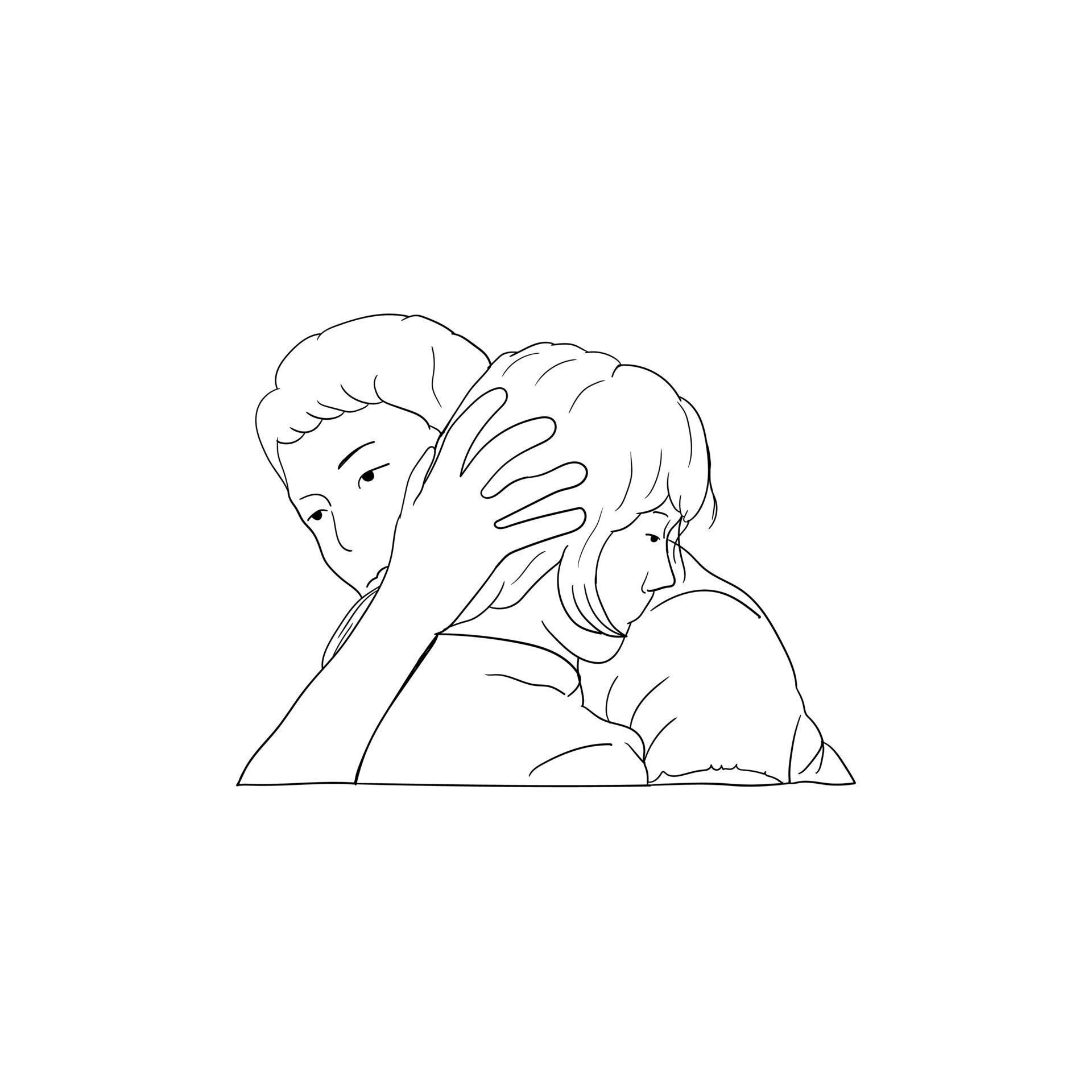minimalistic illustration of a couple in love, line art couple 16257741
