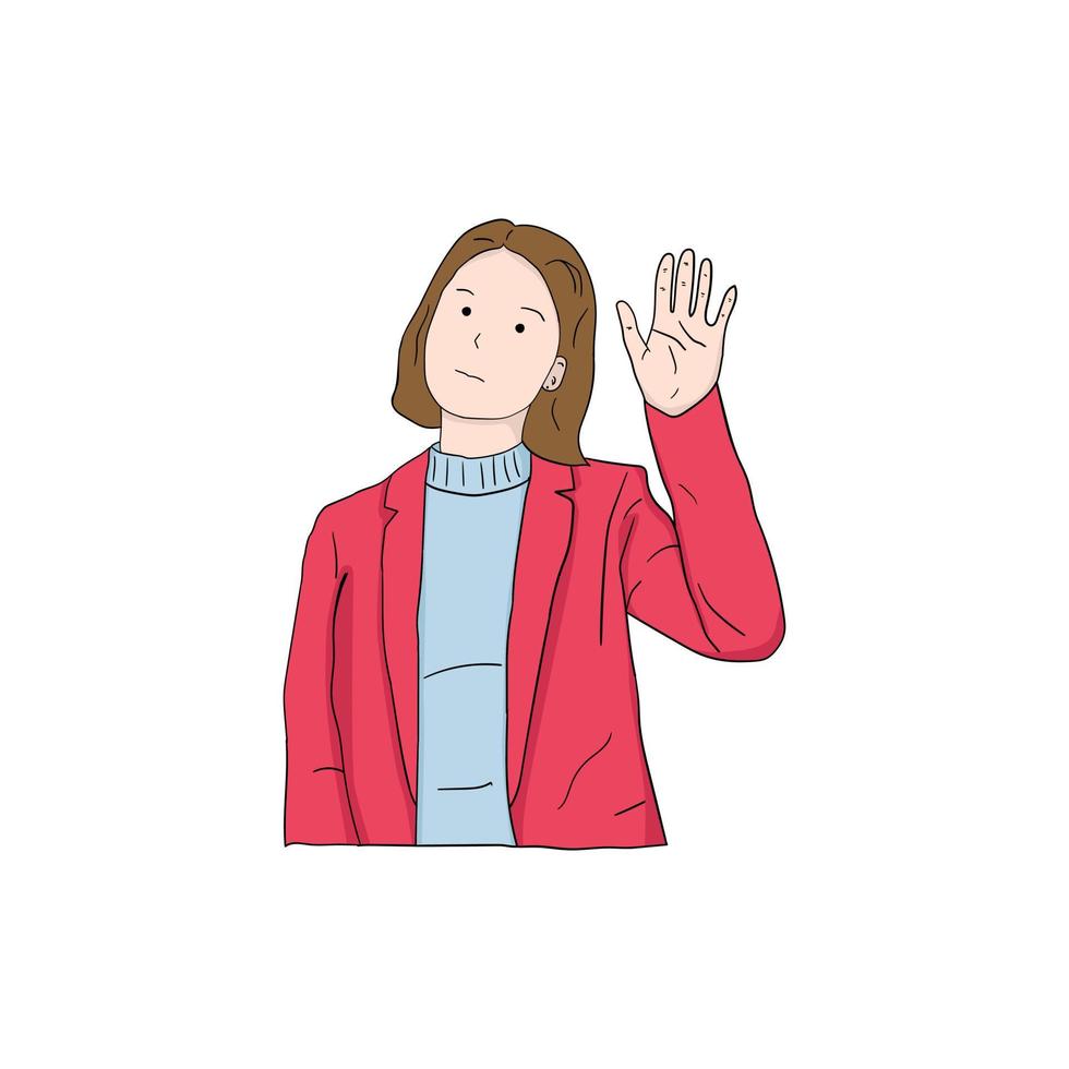 illustration of people waving in greeting vector