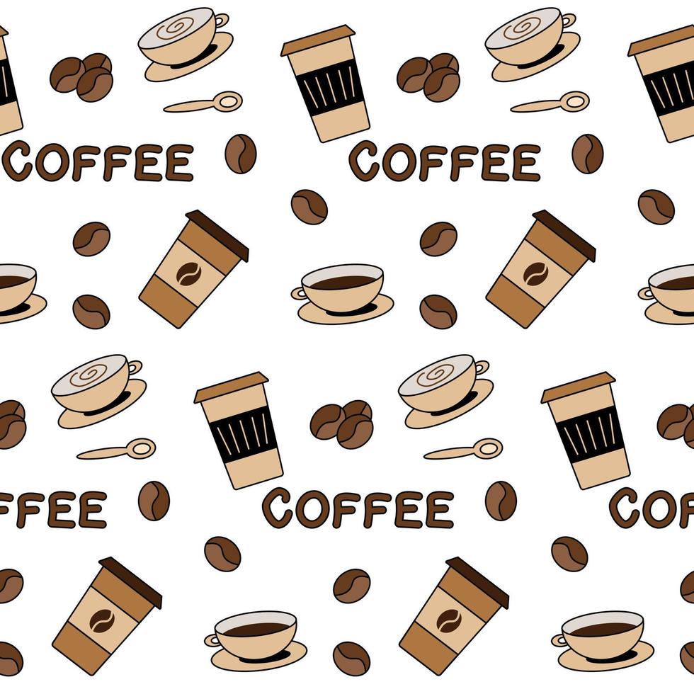 Coffee, seamless pattern, vector. vector