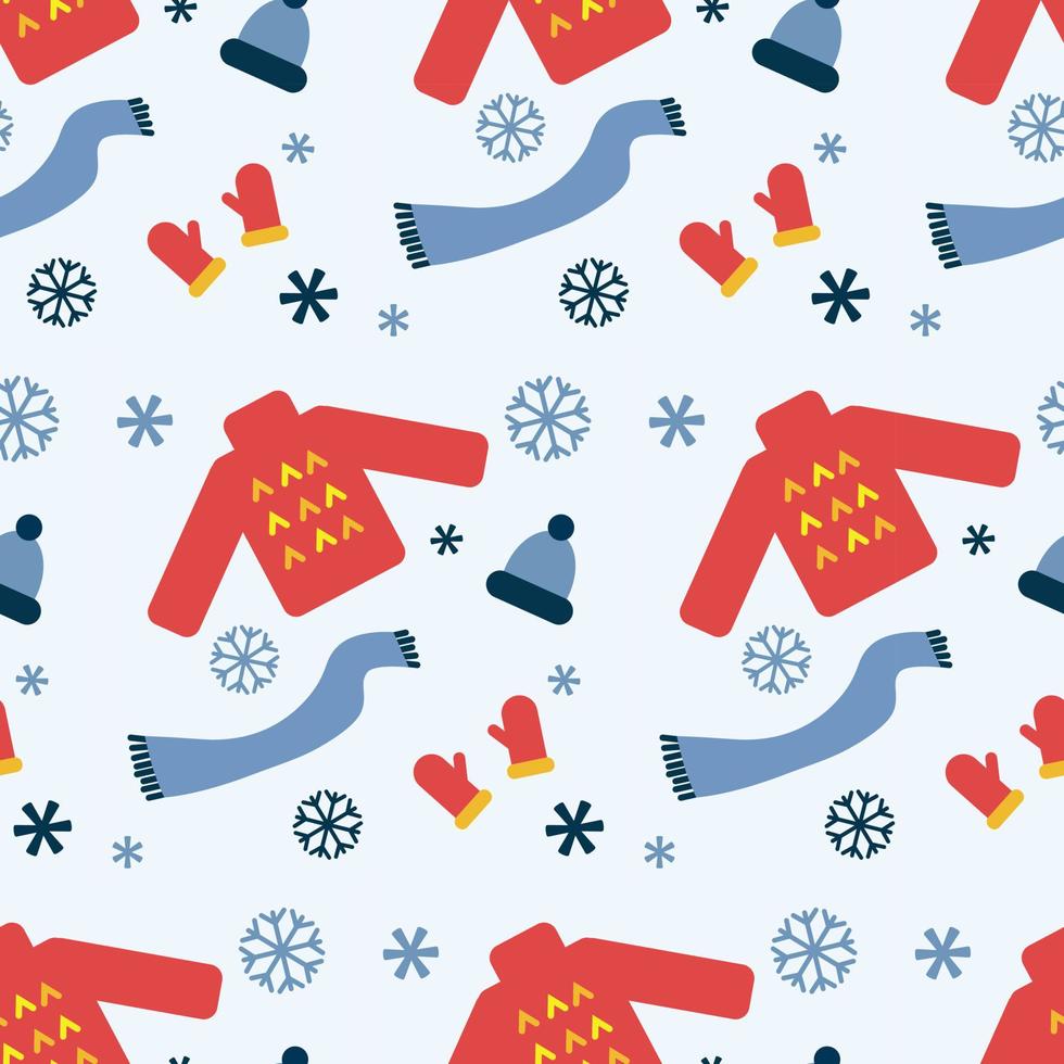 Winter clothes, seamless pattern, vector. vector