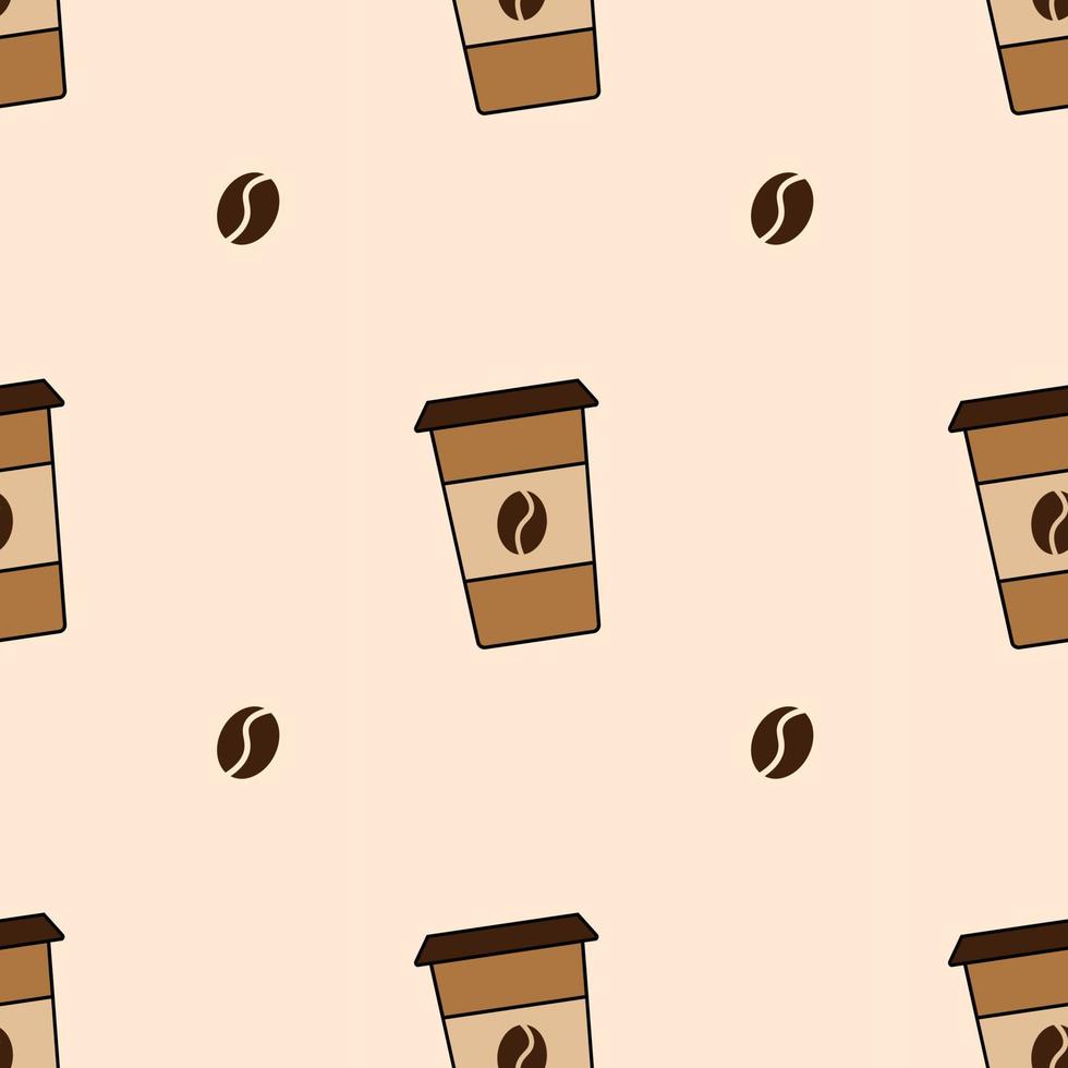 Paper cup with coffee, seamless pattern, vector. vector