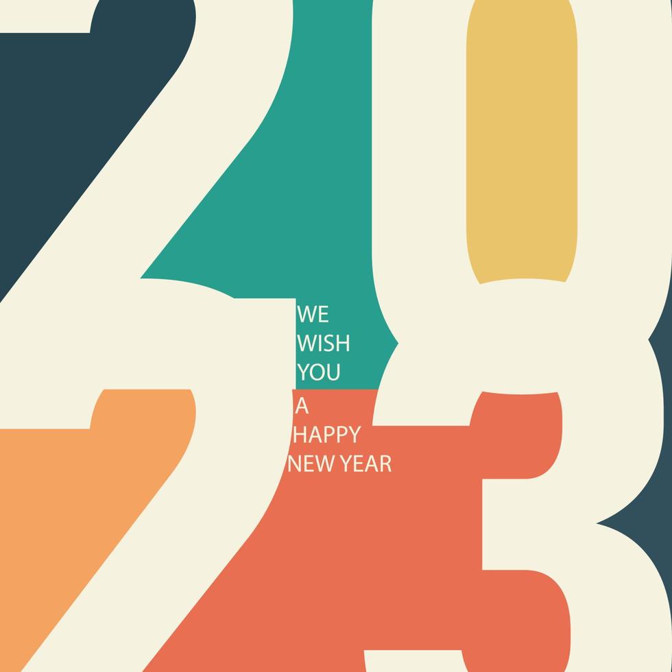 2023 tarjeta de felicitación colorida, tarjeta de felicitación abstracta, tarjeta de feliz año nuevo, vector pro