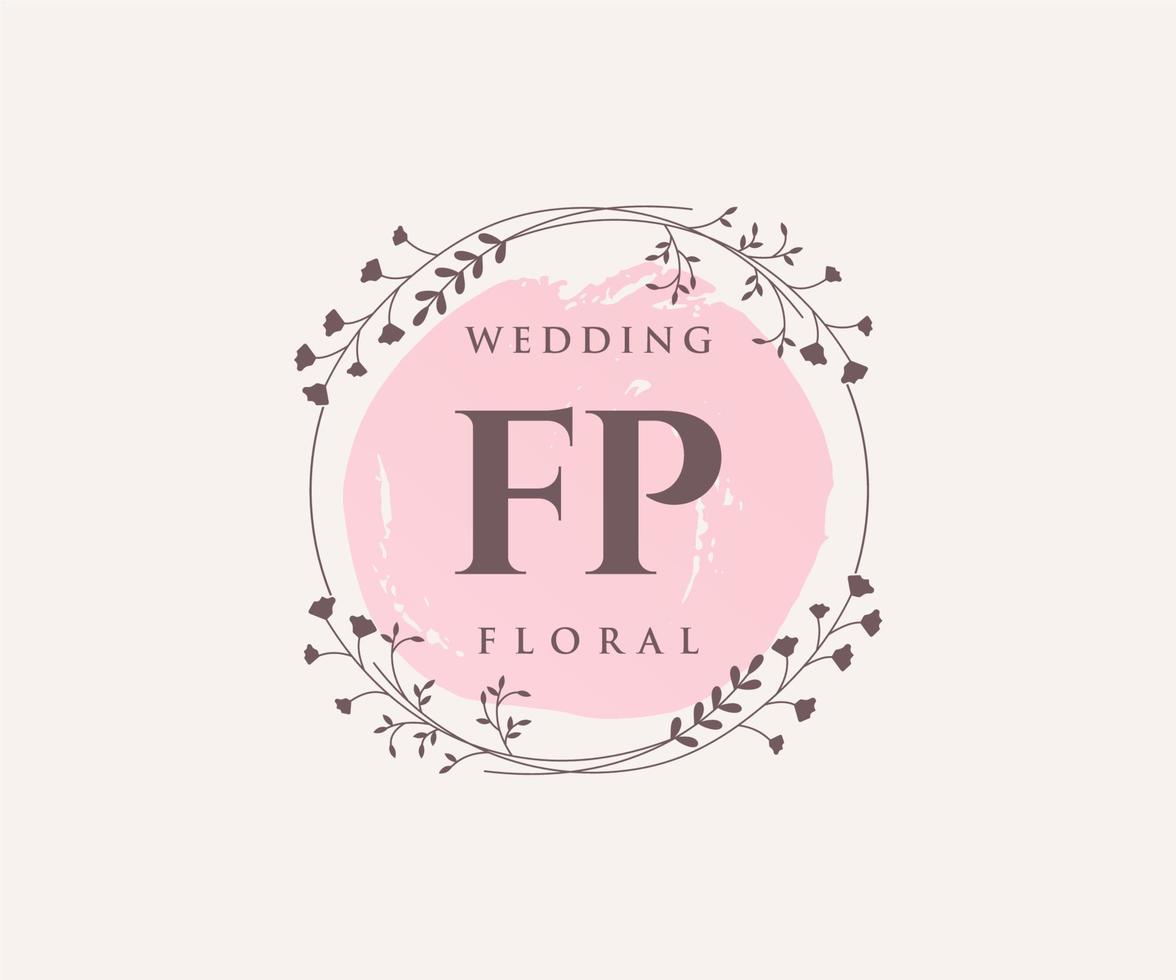 FP Initials letter Wedding monogram logos template, hand drawn modern minimalistic and floral templates for Invitation cards, Save the Date, elegant identity. vector