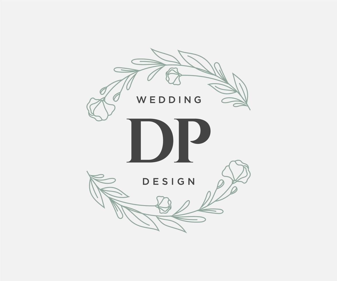 DP Initials letter Wedding monogram logos collection, hand drawn modern minimalistic and floral templates for Invitation cards, Save the Date, elegant identity for restaurant, boutique, cafe in vector