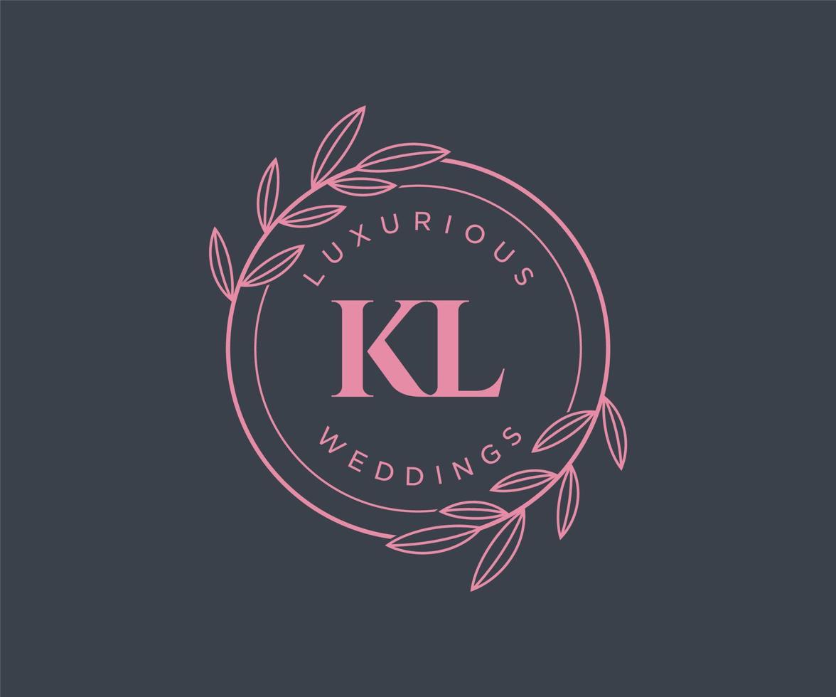 KL Initials letter Wedding monogram logos template, hand drawn modern minimalistic and floral templates for Invitation cards, Save the Date, elegant identity. vector