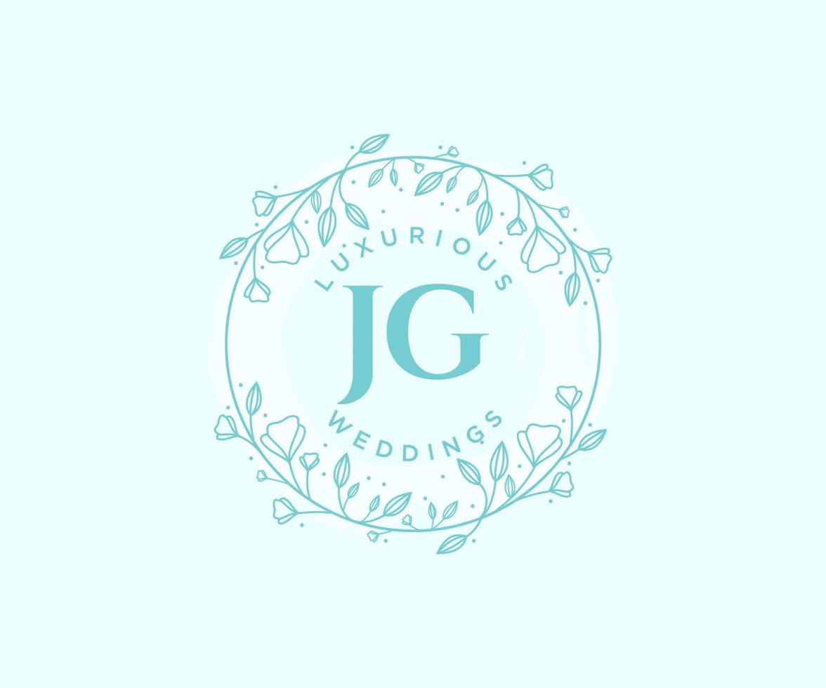 JG Initials letter Wedding monogram logos template, hand drawn modern minimalistic and floral templates for Invitation cards, Save the Date, elegant identity. vector