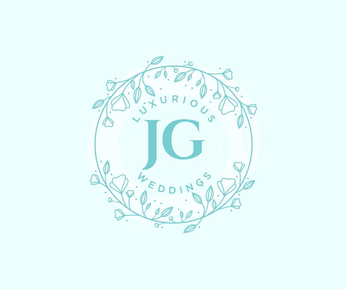 JG Initials letter Wedding monogram logos template, hand drawn modern minimalistic and floral templates for Invitation cards, Save the Date, elegant identity. vector