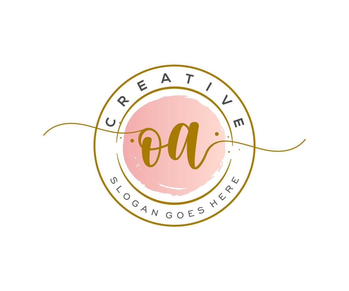 initial OA Feminine logo beauty monogram and elegant logo design, handwriting logo of initial signature, wedding, fashion, floral and botanical with creative template. vector