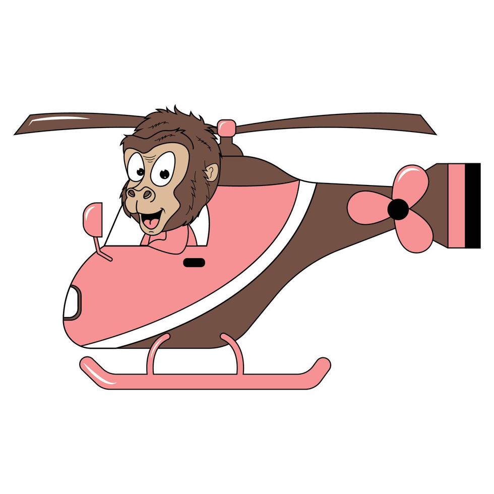 lindo animal de dibujos animados paseo en helicóptero vector