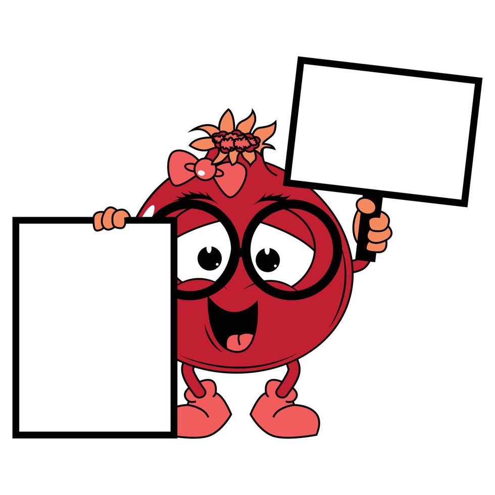 cute pomegranate fruit cartoon graphic vector