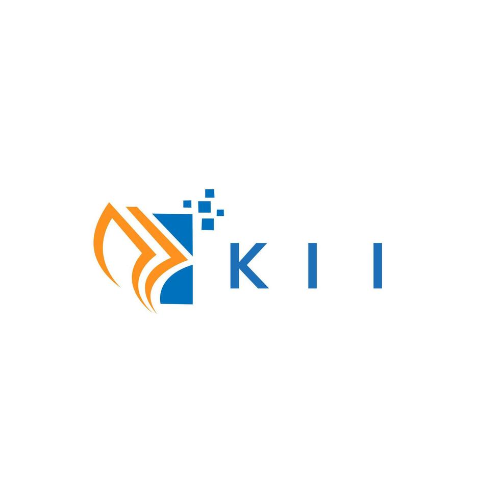 diseño de logotipo de contabilidad de reparación de crédito kii sobre fondo blanco. kii creative iniciales gráfico de crecimiento letra logo concepto. diseño del logotipo de finanzas empresariales kii. vector