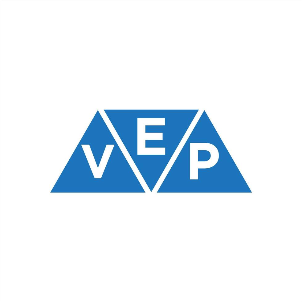 diseño de logotipo en forma de triángulo evp sobre fondo blanco. concepto de logotipo de letra de iniciales creativas de evp. vector